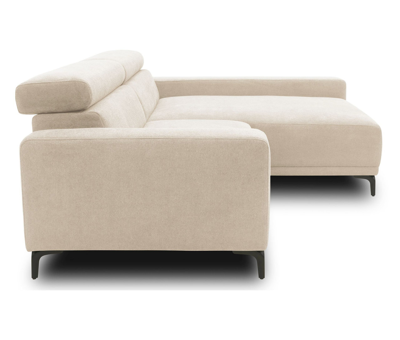 Nahaufnahme des cremefarbenen Ecksofas DOMO collection rechts.