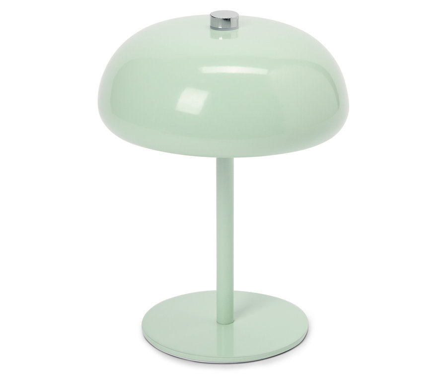 Eine grüne Lampe auf einem weißen Hintergrund.