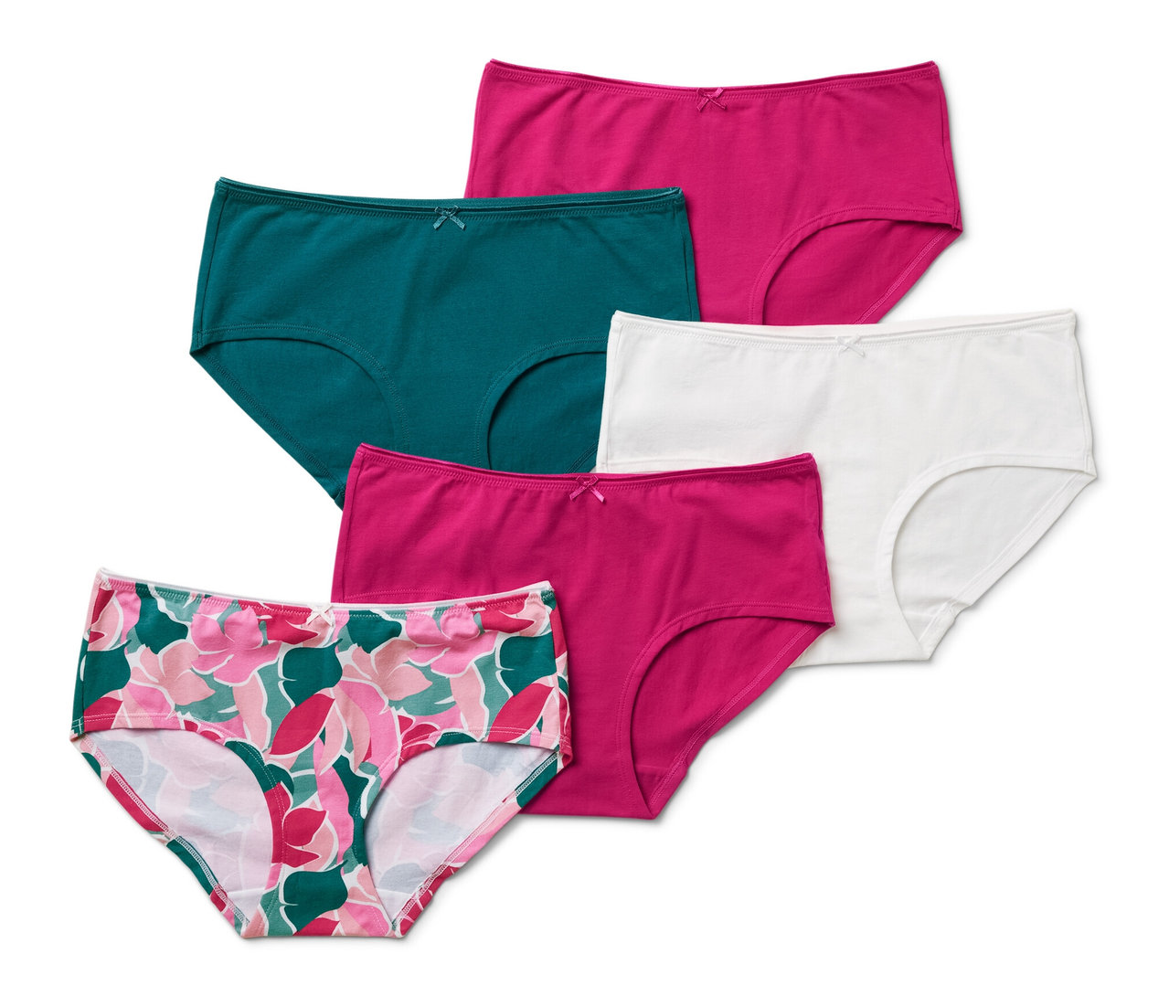 Fünf mehrfarbige Pantys.
