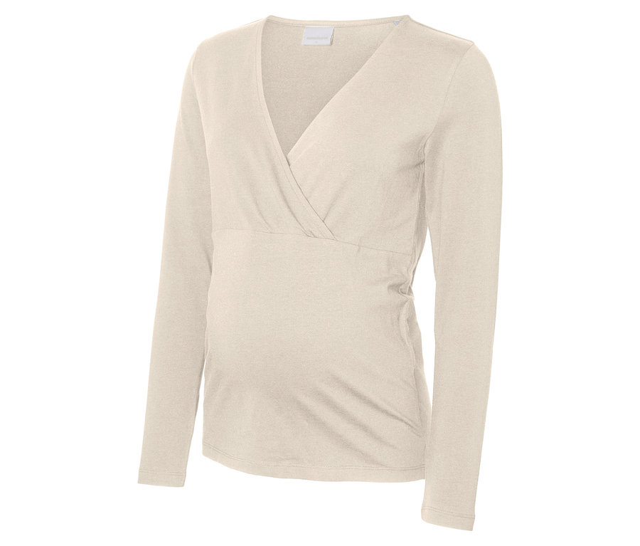 Einzelansicht des MAMALICIOUS 2er Pack Top »MLKERRIE« in Beige mit langen Ärmeln und V-Ausschnitt.