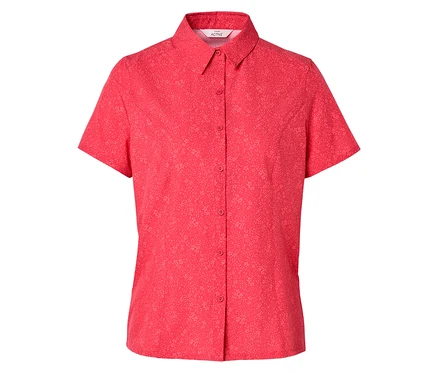 Rotes kurzärmeliges Hemd mit Muster.