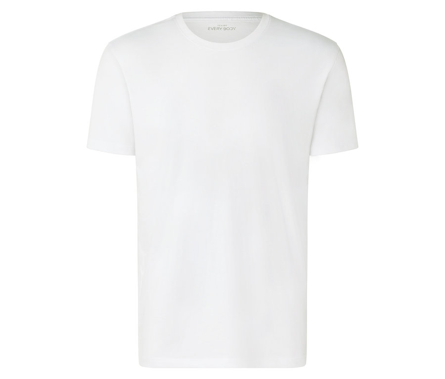 Weißes T-Shirt von EVERY BODY liegt auf einem weißen Hintergrund.