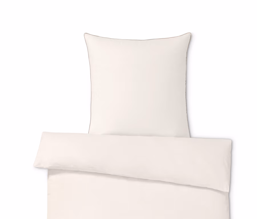 Beige Halbleinen-Bettwäsche in Normalgröße, Übergröße und Doppelgröße.