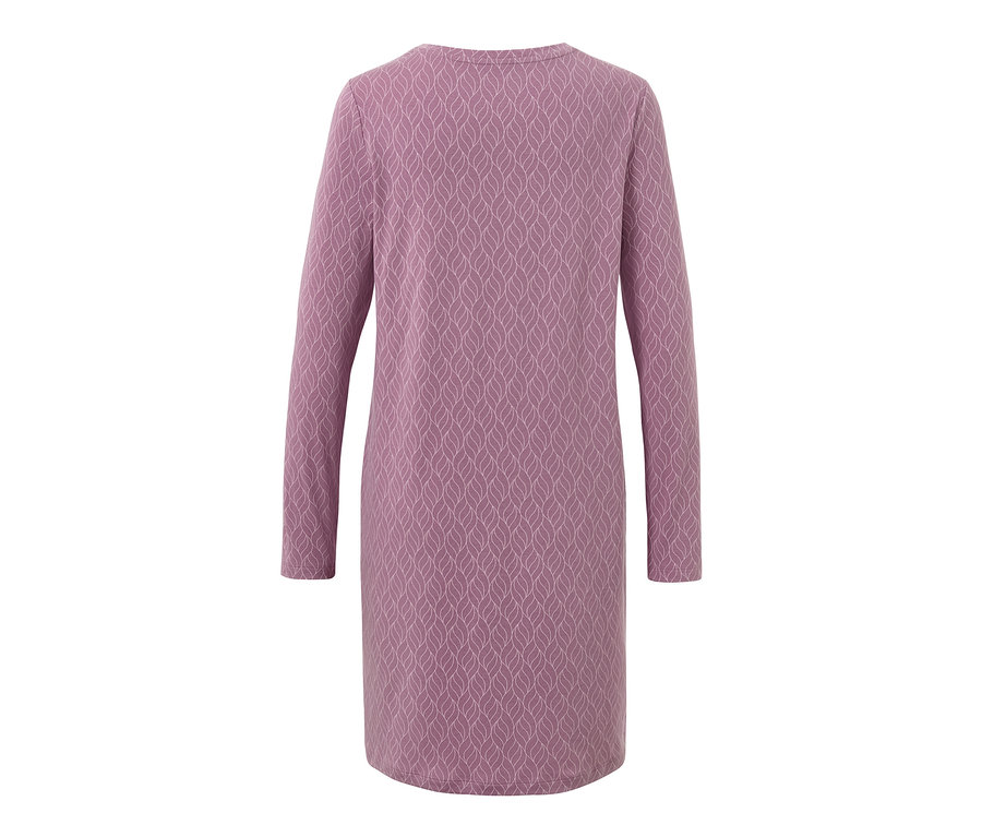 Rückansicht eines Nachthemds mit langen Ärmeln und Blättermuster.