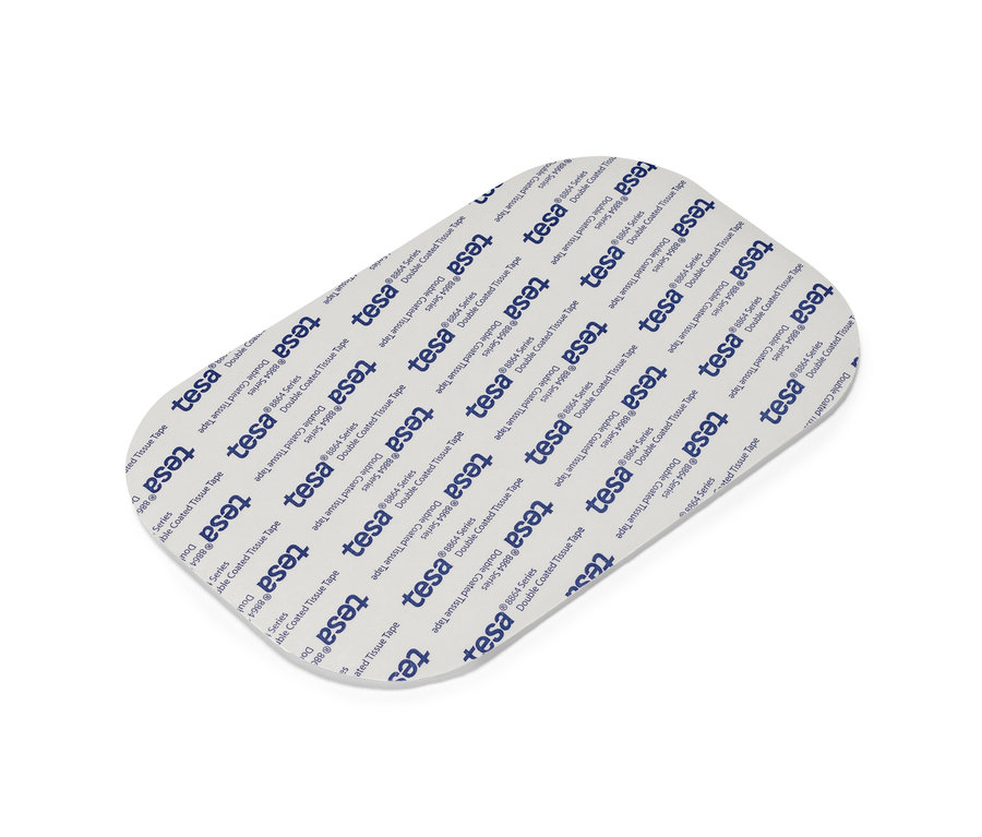 Quadratische Teppich-Antirutsch-Unterlage mit TESA-Aufdruck.