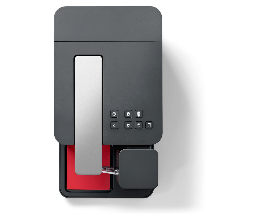 Graue Qbo MILK MASTER Lipstick Red Kaffeemaschine.