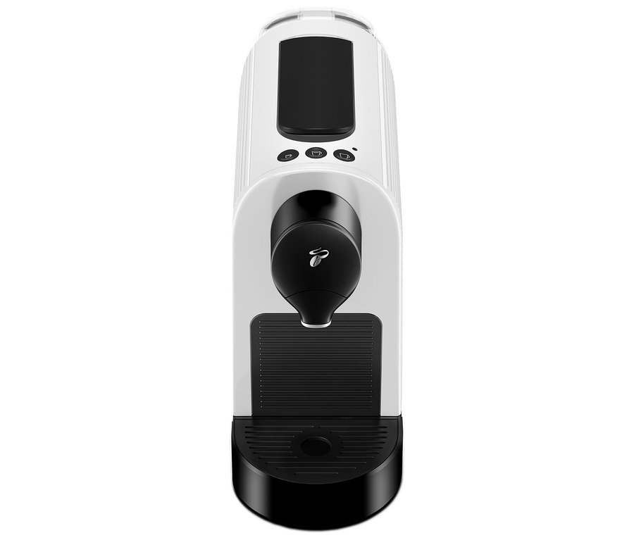 Detailaufnahme einer weißen Cafissimo pure+ Kaffeemaschine.