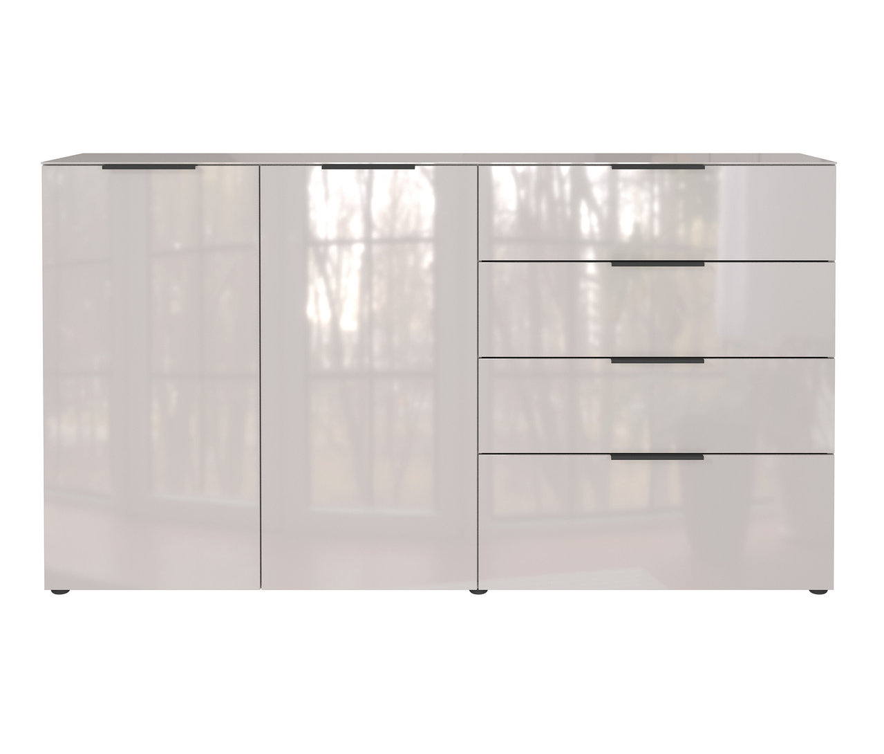 Detailaufnahme eines kaschmirfarbenen Sideboards »Oakland« mit zwei Türen und vier Schubladen.