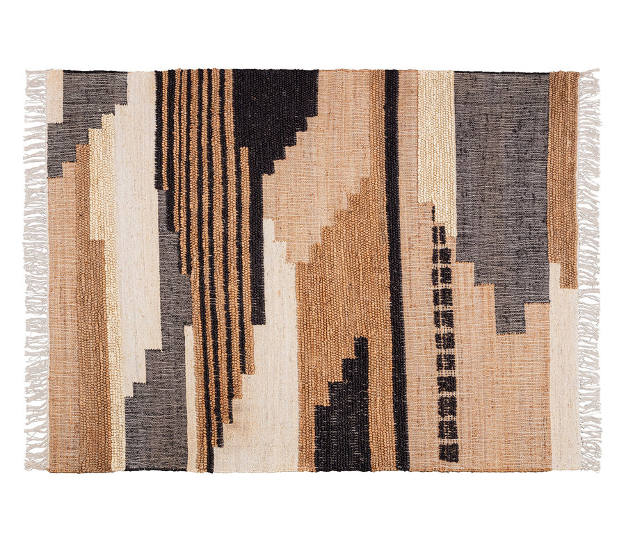 BePureHome Teppich »Liberal«, 170 x 240 cm mit geometrischem Muster in Beige und Schwarz.