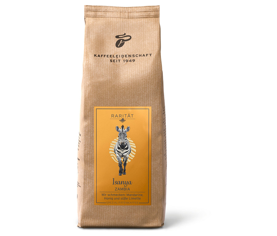 Eine Packung Rarität »Isanya Zambia« inkl. Kaffeedose - 500 g Ganze Bohne.