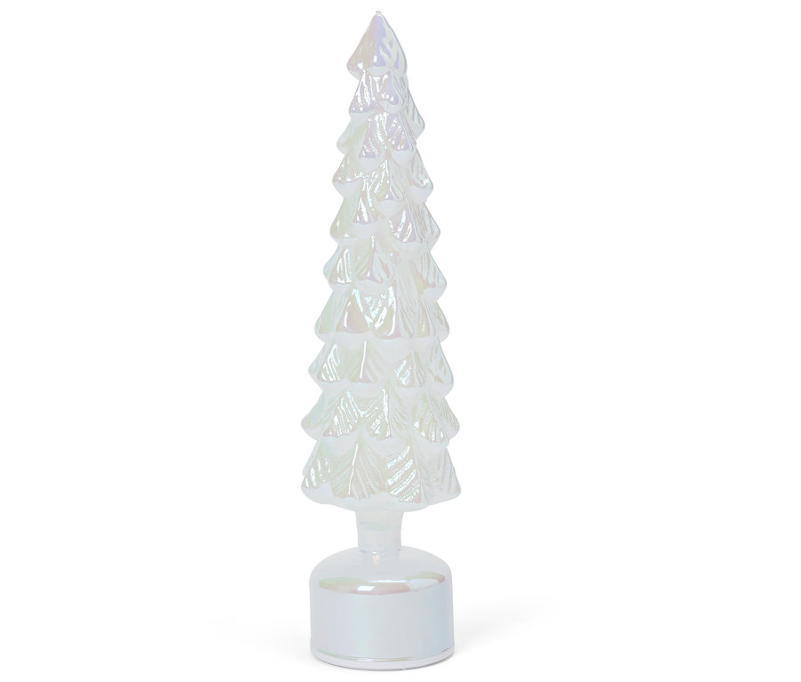 Dekorativer Weihnachtsbaum aus Glas, weiß.