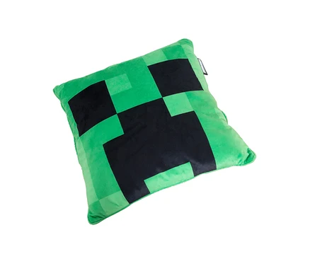 Grünes MINECRAFT Dekokissen, Creeper, mit schwarzem Pixel-Gesicht.