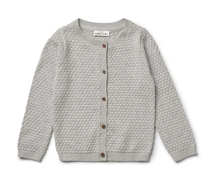 Baby-Strickjacke mit langen Ärmeln und Knöpfen.