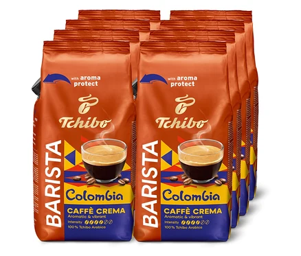 Mehrere Packungen Tchibo Barista Colombia Caffè Crema Kaffeebohnen.