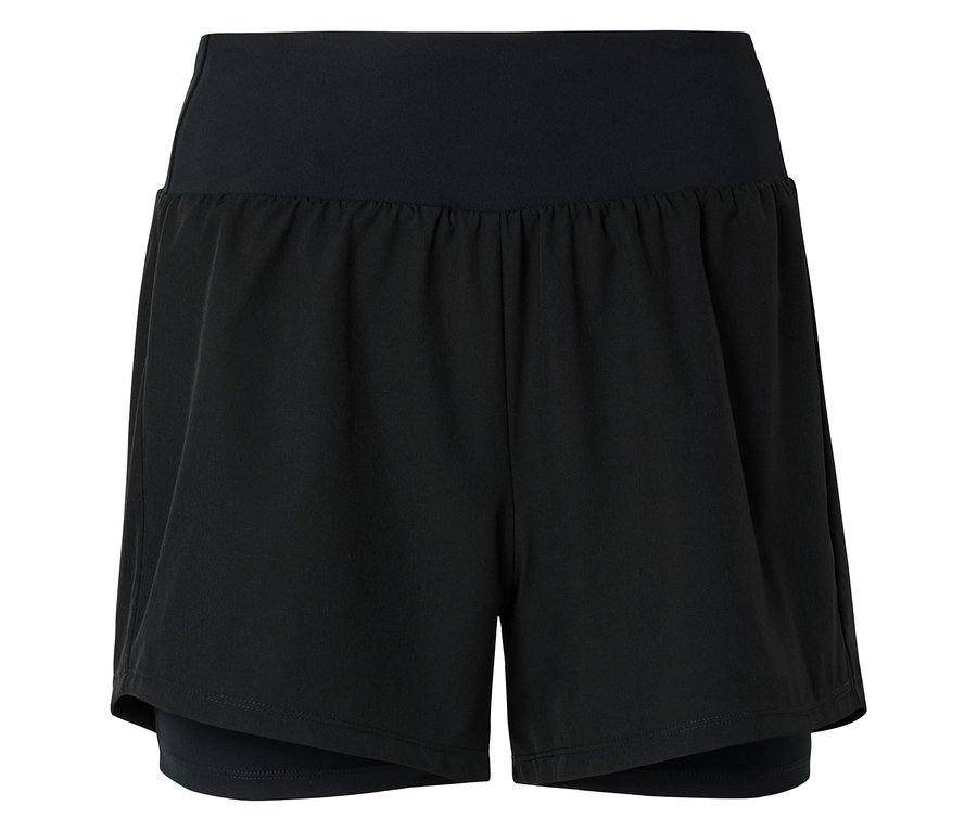 Schwarze Shorts mit breitem Bund.