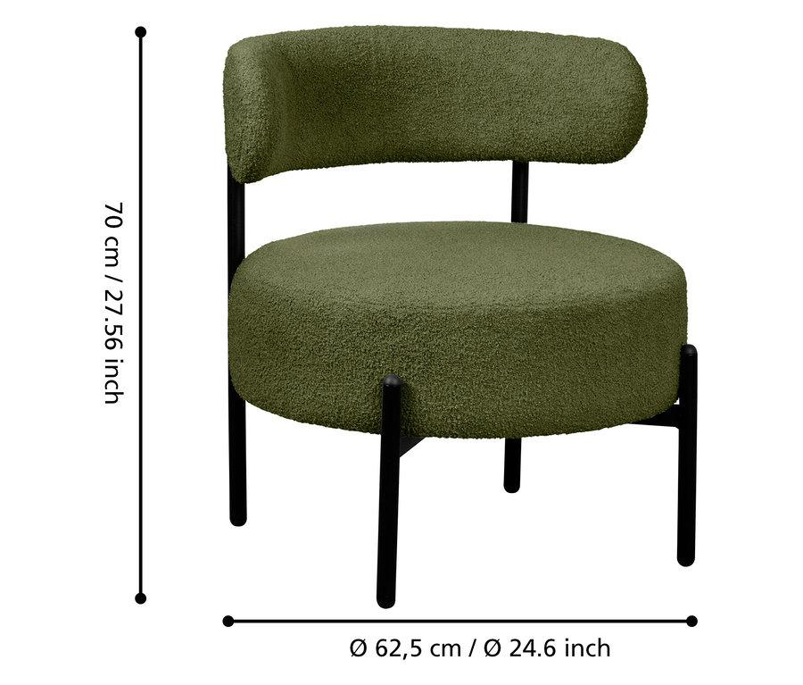 Nahaufnahme von Eglo Stuhl »MANIRENJA«, grün, mit Maßangaben.