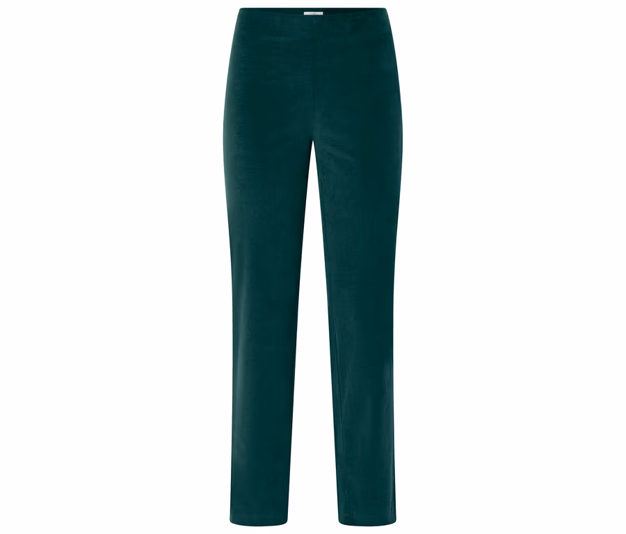 Grüne, lange Hose mit geradem Bein und elastischem Bund.