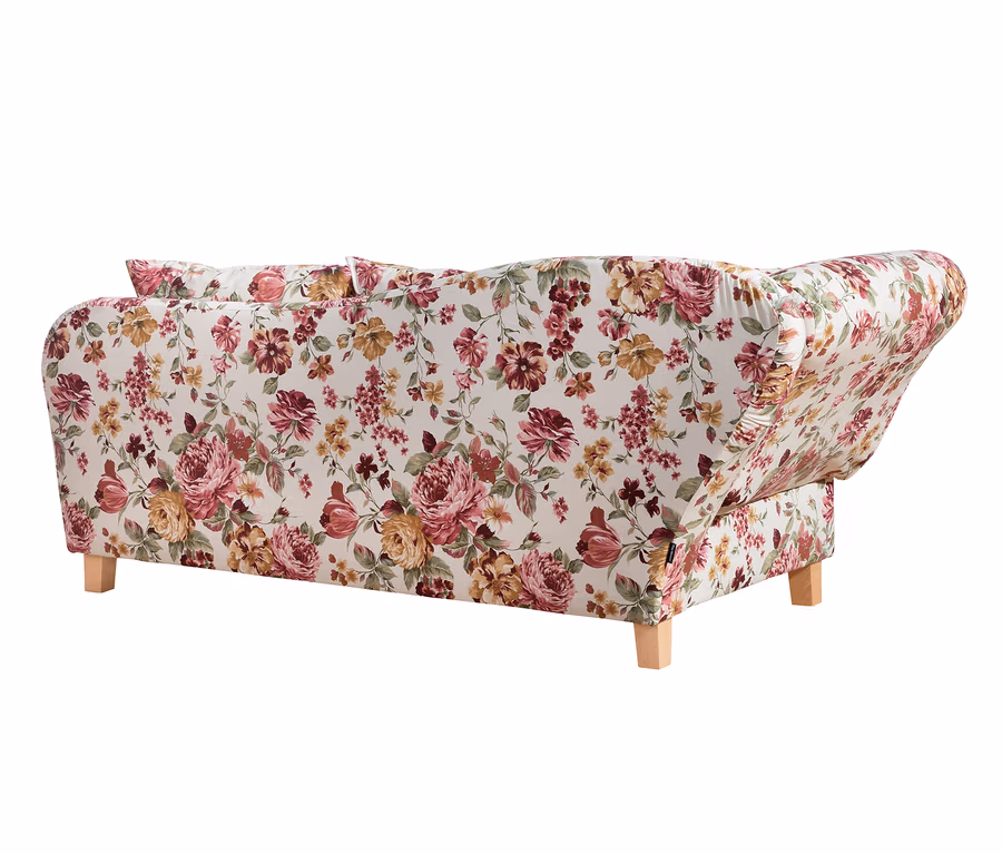 Rückansicht der Max-Winzer®-Recamiere »Saturn« mit Blumenmuster und Stauraum.