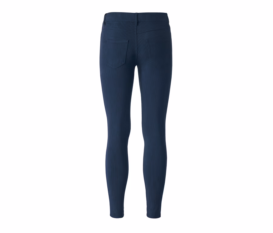 Rückansicht einer Jeggings mit Nadelstreifen.