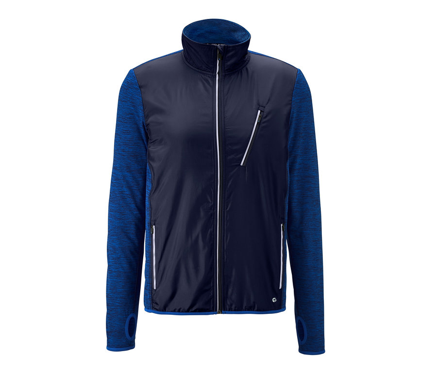 Blaue Thermo-Laufjacke.