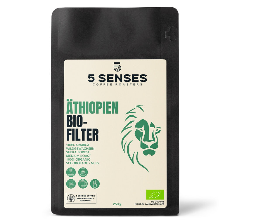 5 Senses - Bio Äthopien Filterkaffee - 250 g Ganze Bohne