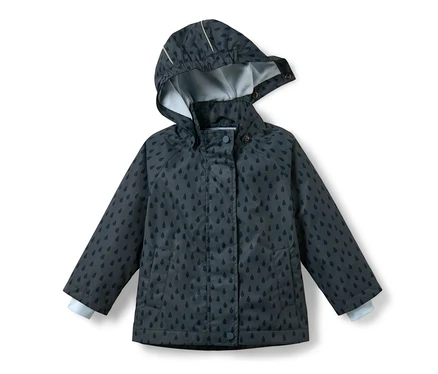 Kleinkind-Thermo-Regenjacke, schieferblau Tropfen.