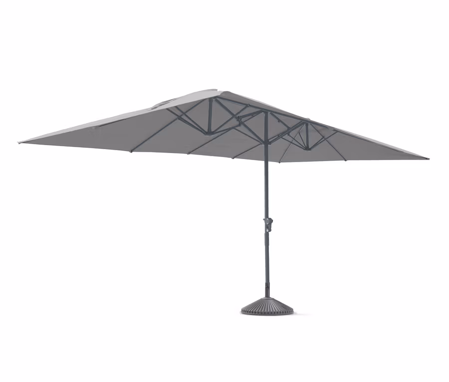Heller grauer Leco Doppelsonnenschirm, 270 x 460 cm, (exkl. Schirmständer).