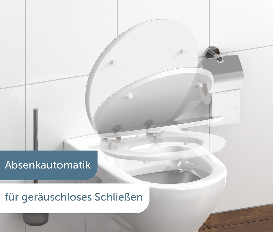 WC-Becken mit Schütte MDF High-Gloss WC-Sitz mit Absenkautomatik »Black Stone«.