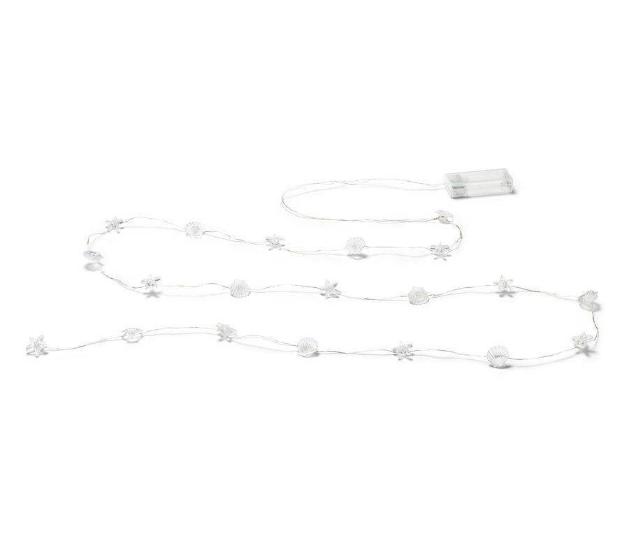 LED-Microlichterkette »Muschel« auf weißem Hintergrund.