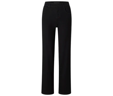 Schwarze Jeans mit geradem Bein.