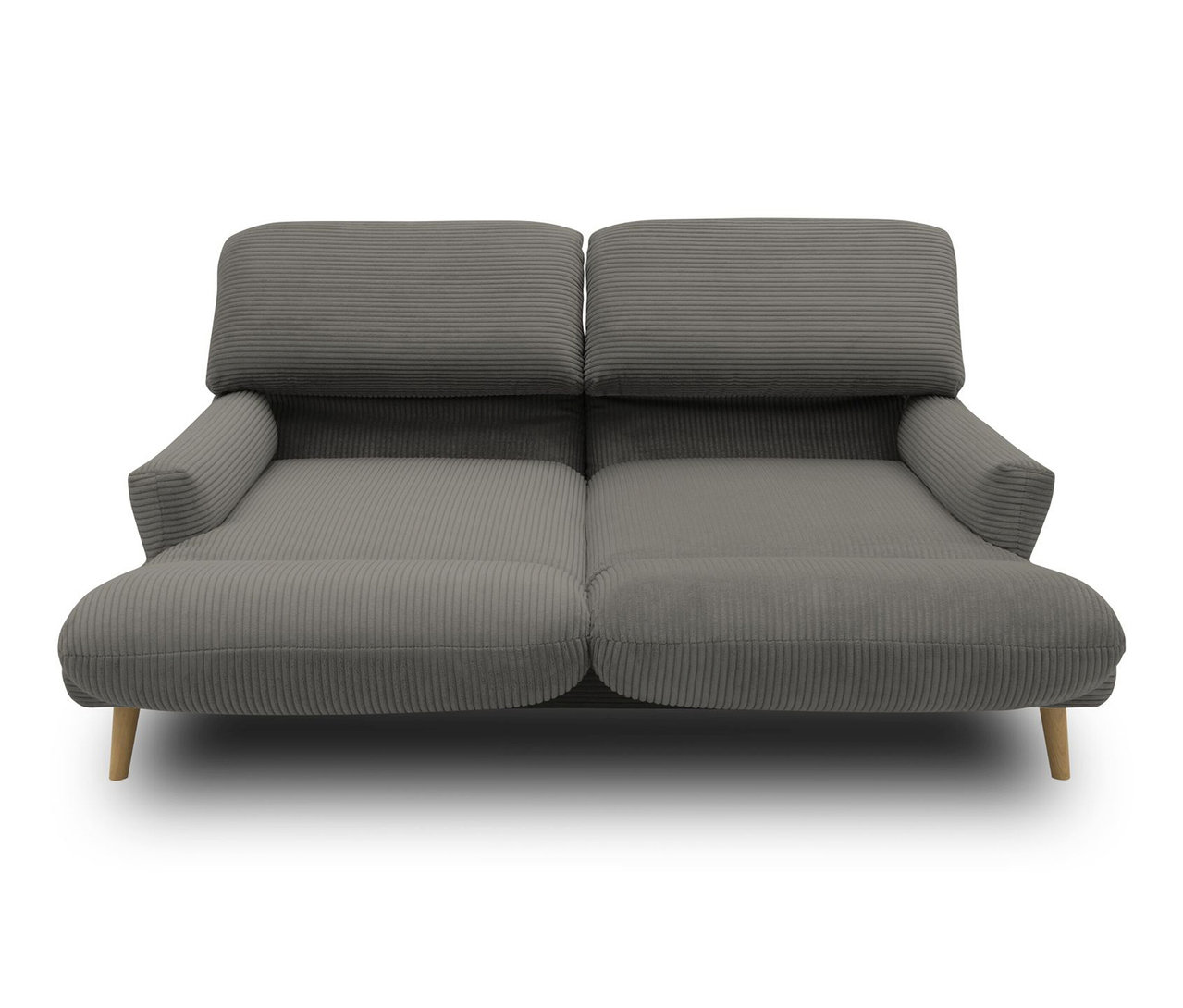 Graues DOMO 2-Sitzer-Sofa »FuAR« mit Drehfunktion.