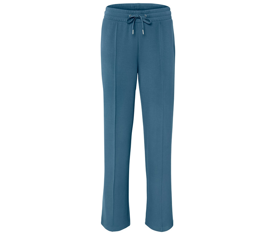 Blaue Trainingshose mit Kordelzug in der Taille.
