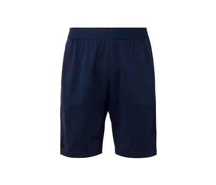 Blaue Sportshorts auf weißem Hintergrund.