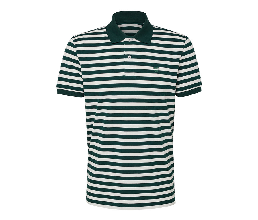Gestreiftes Piqué-Poloshirt in Grün und Weiß.