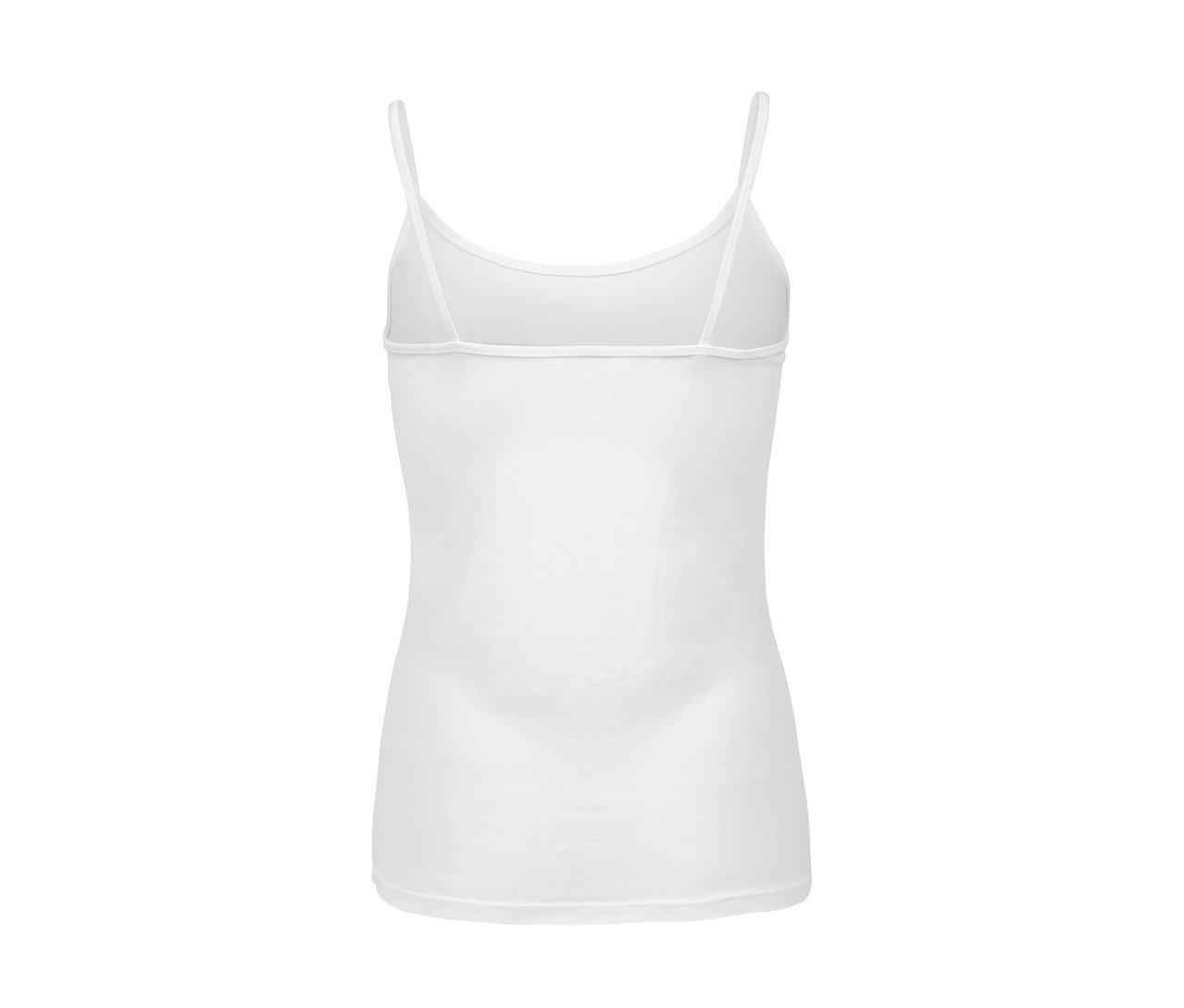 Weißes Damenhemdchen mit dünnen Trägern.