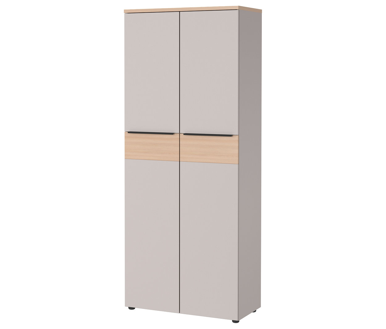 Mittlerer Aktenschrank »Oviedo« mit vier Türen, grau und Holzfarben.