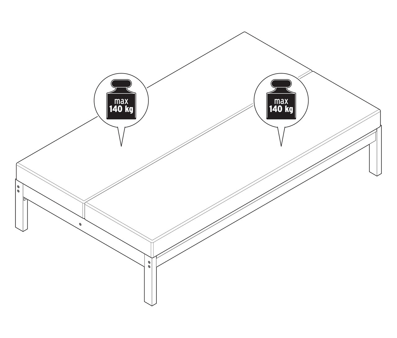 Eine 2-in-1-Gartenbank, die auch als Doppel-Sonnenliege genutzt werden kann.