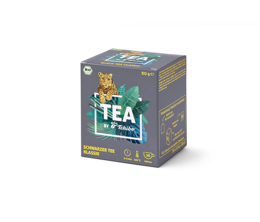Verpackung TEA by Tchibo Bio Schwarzer Tee Klassik - 8x 20 Teebeutel.