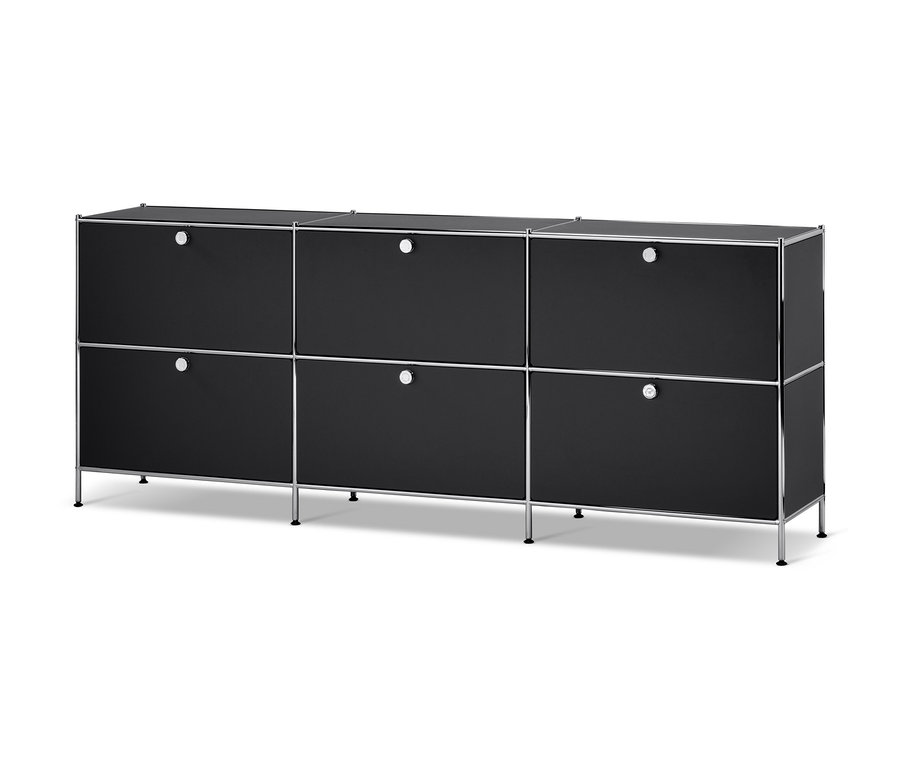 Schwarzes Sideboard »CN3« mit 6 Klappen.