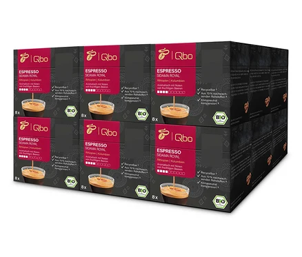 Eine Packung Qbo Espresso SIDAMA ROYAL - 144 Kapseln.