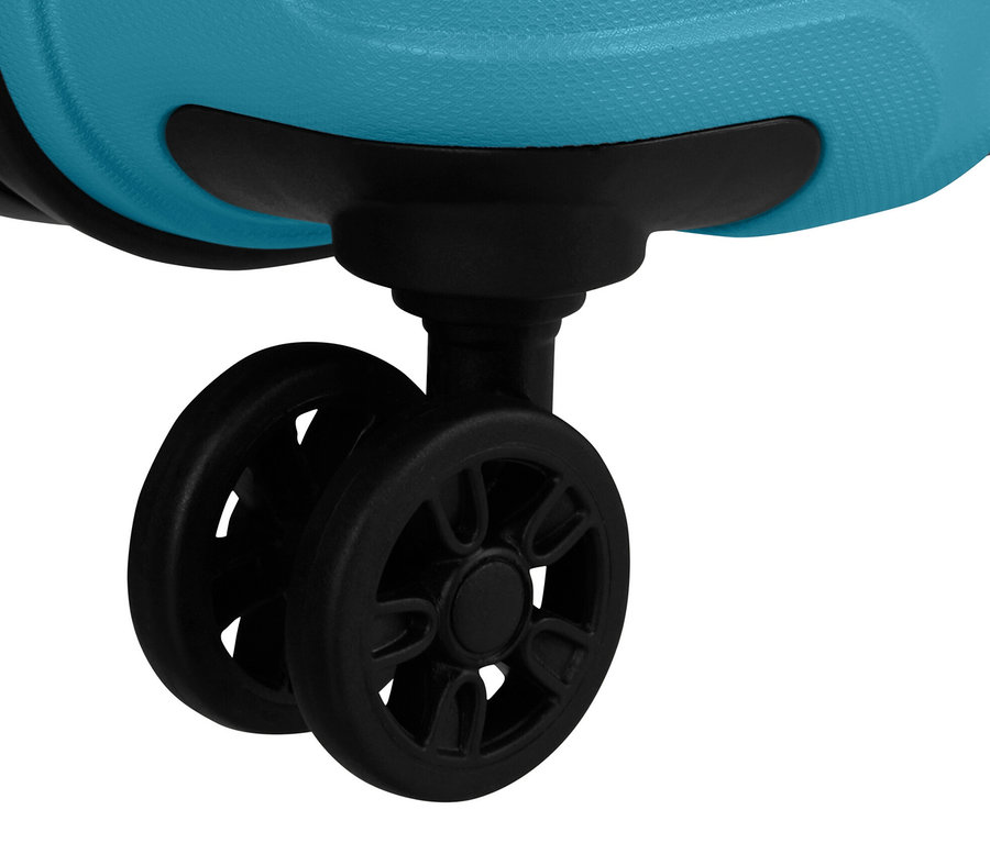 Detailansicht der Räder eines hellblauen American Tourister »Jetdriver 3.0«, klein.