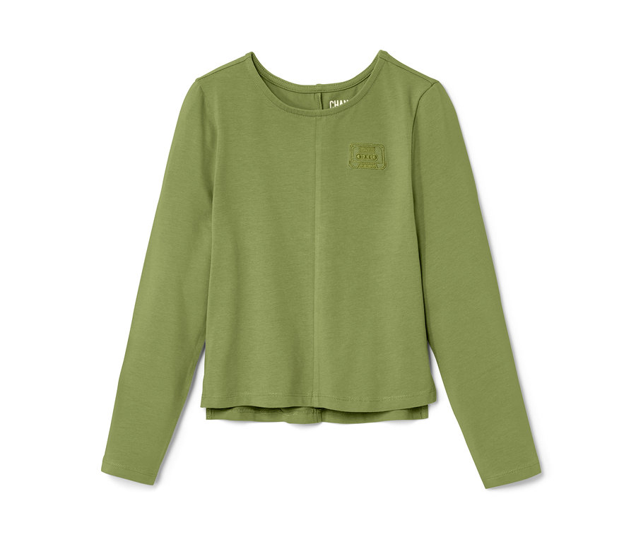 Grünes Kinder-Langarmshirt.