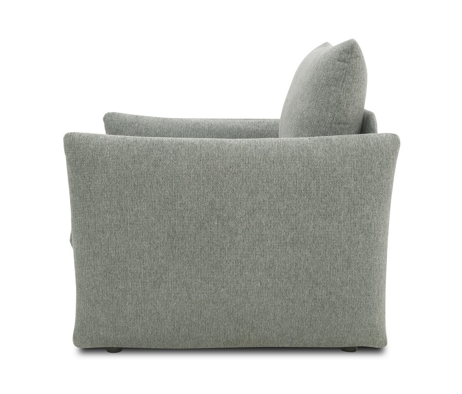 Detailansicht des grauen DOMO collection Schlafsofas 1-Sitzer »Helsinki«.