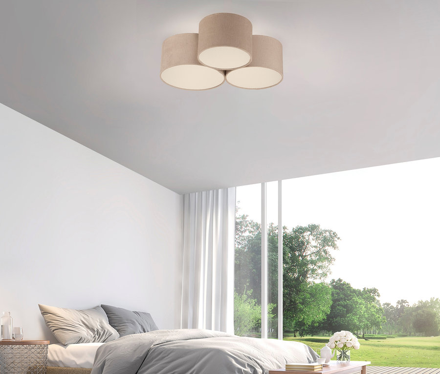 Schlafzimmer mit Bett und JUST LIGHT Deckenleuchte »DURO«.