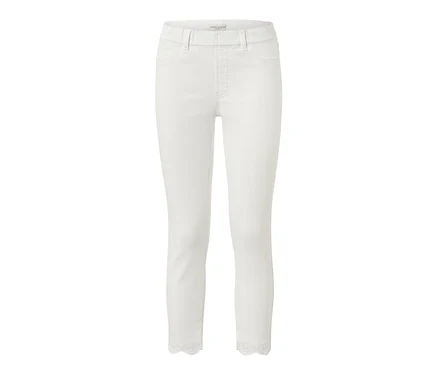 Weiße 7/8-Treggings mit Lochstickerei.