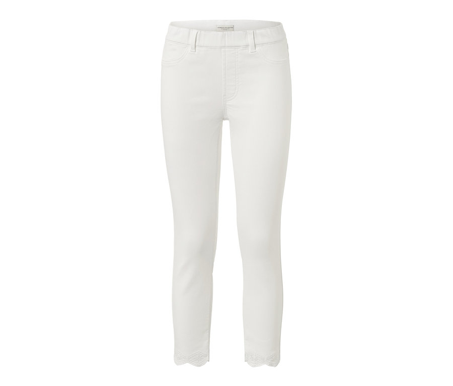Weiße 7/8-Treggings mit Lochstickerei.