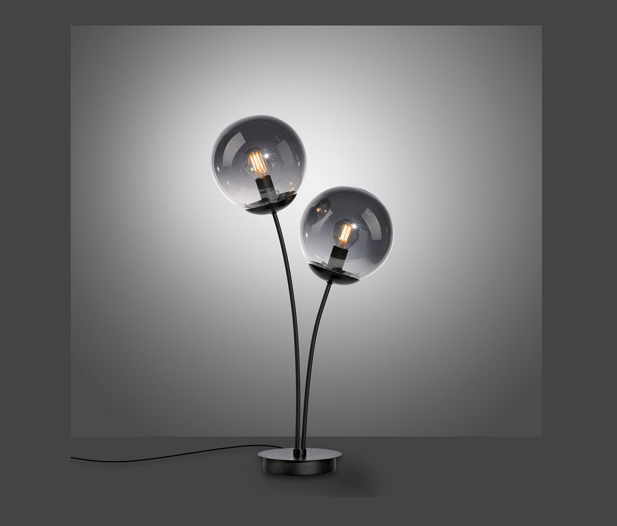 Schwarze JUST LIGHT Tischleuchte »Big Widow« mit zwei Glasschirmen.