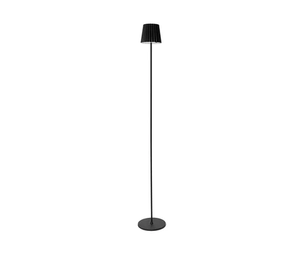 Eine schwarze LED-Akku-Outdoor-Stehleuchte.