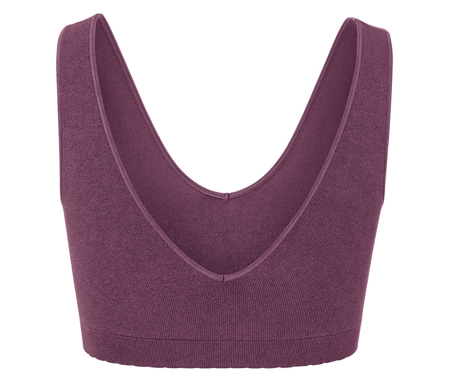 Detailansicht eines violetten Sport-BHs.