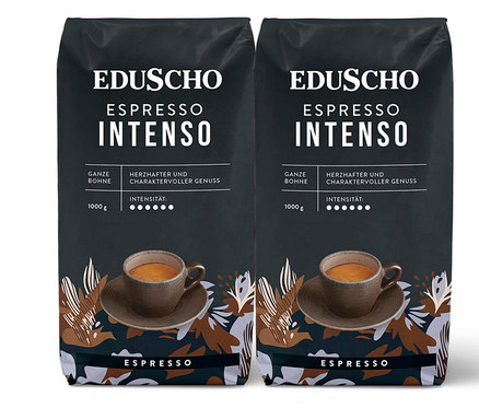 Zwei Packungen Eduscho Espresso Intenso - 2x 1 kg Ganze Bohne.